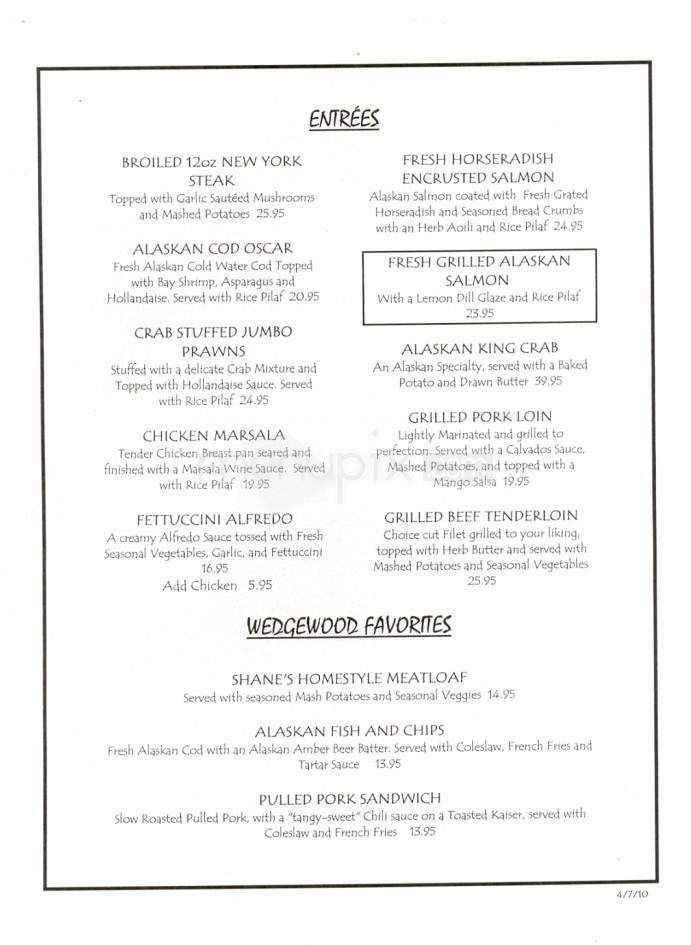 Golden Bear Restaurant - Tok, AK menu_pic