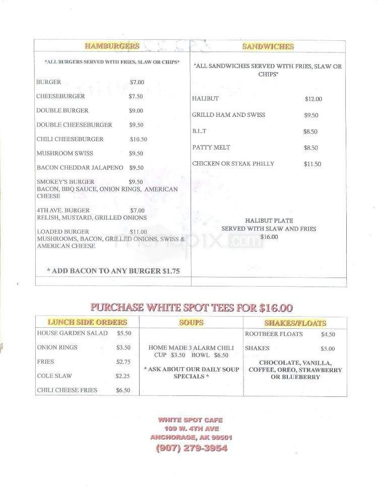White Spot Cafe - Anchorage, AK menu_pic