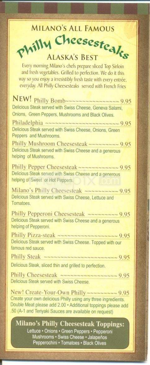 Milano's Pizza - Anchorage, AK menu_pic