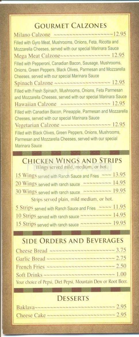 Milano's Pizza - Anchorage, AK menu_pic