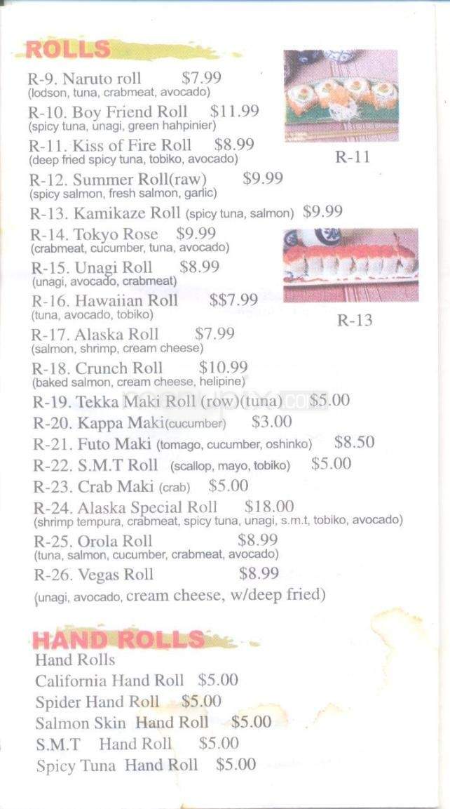 Tokyo Garden - Anchorage, AK menu_pic