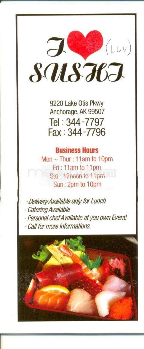 I Luv Sushi - Anchorage, AK menu_pic