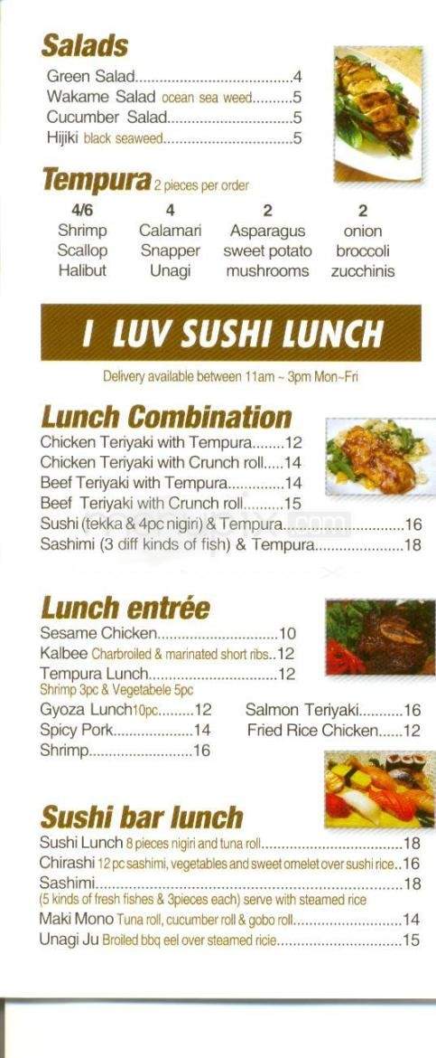 I Luv Sushi - Anchorage, AK menu_pic