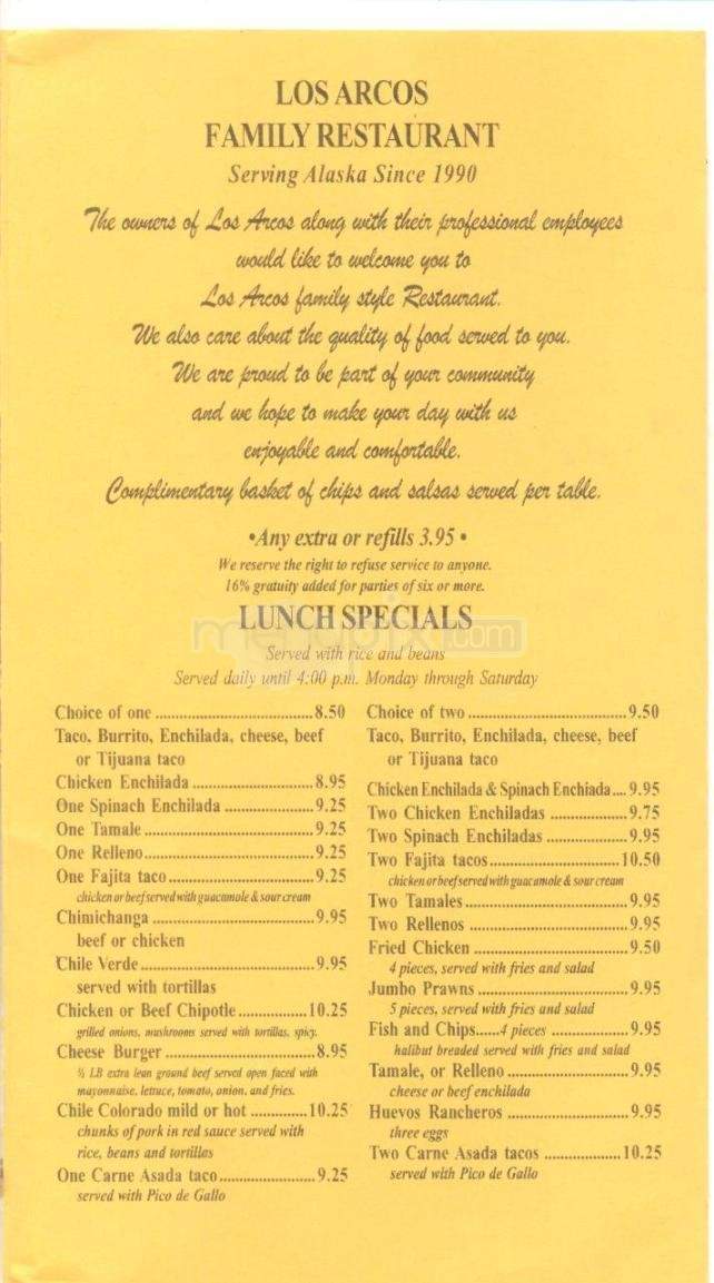 Los Arcos - Anchorage, AK menu_pic
