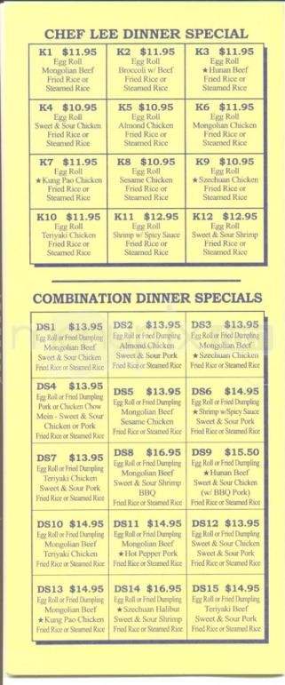 Chef Lee's & Pickle Barrel - Anchorage, AK menu_pic