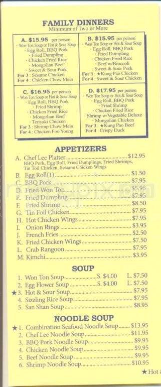 Chef Lee's & Pickle Barrel - Anchorage, AK menu_pic