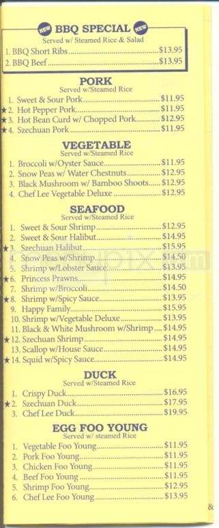 Chef Lee's & Pickle Barrel - Anchorage, AK menu_pic