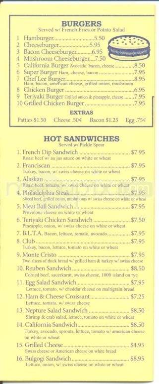 Chef Lee's & Pickle Barrel - Anchorage, AK menu_pic
