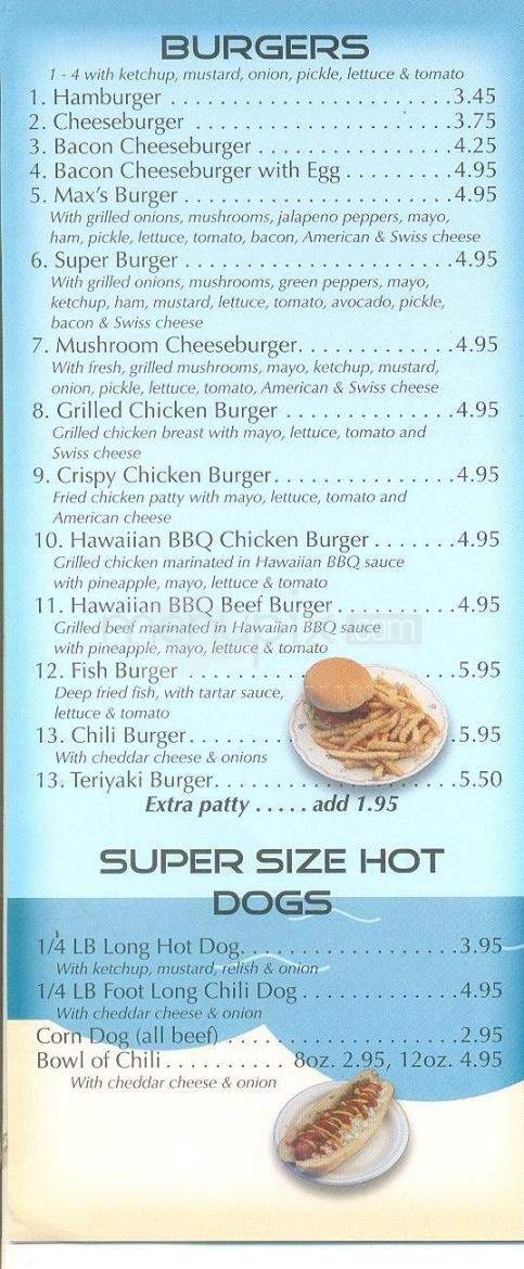 Max's Beefy Burgers - Anchorage, AK menu_pic