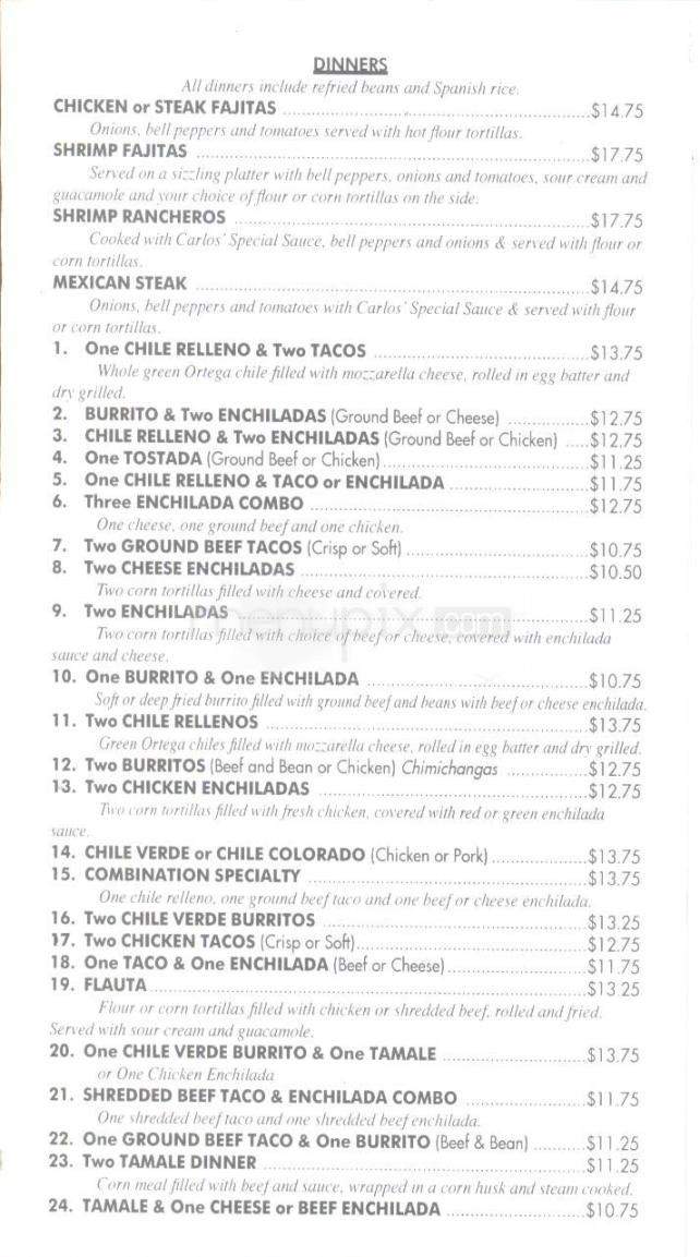 Carlos Mexican Restaurant - Anchorage, AK menu_pic