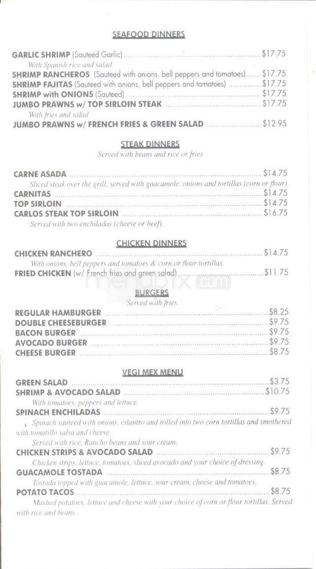 Carlos Mexican Restaurant - Anchorage, AK menu_pic