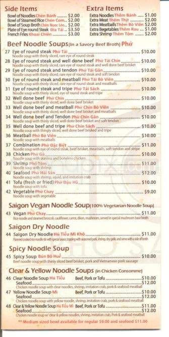 Pho Saigon #2 - Anchorage, AK menu_pic