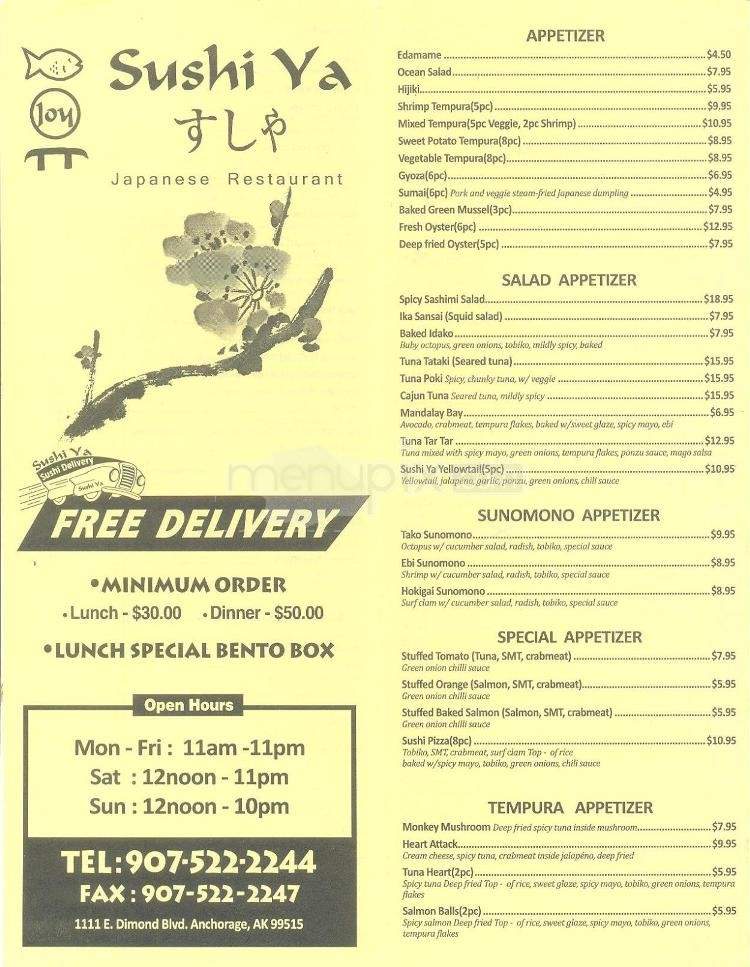 Sushi Ya - Anchorage, AK menu_pic