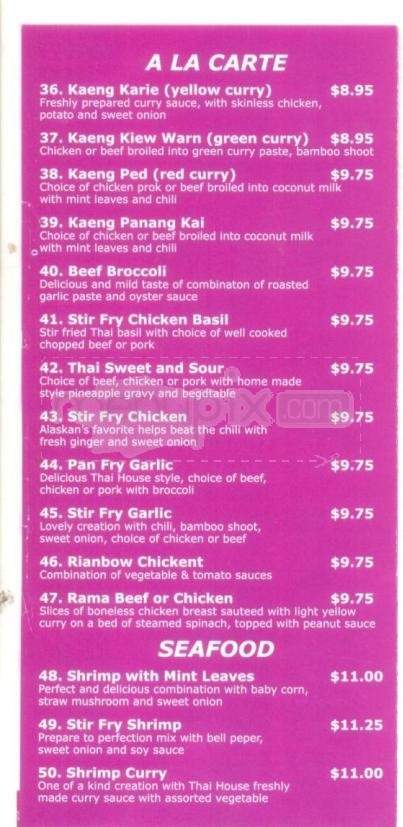 Thai House - Anchorage, AK menu_pic