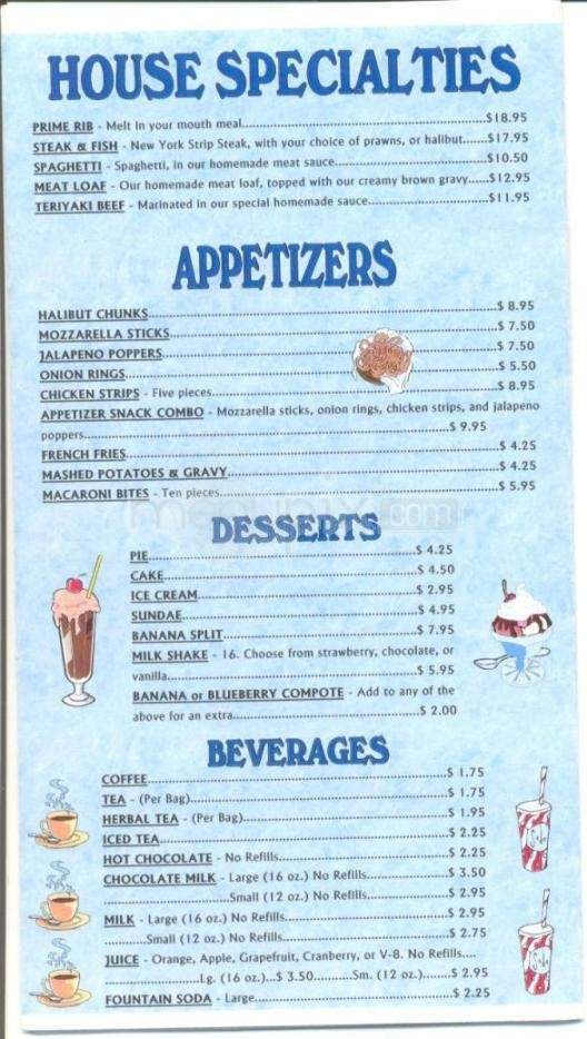 Menu of Bakery Restaurant in Fairbanks, AK 99701