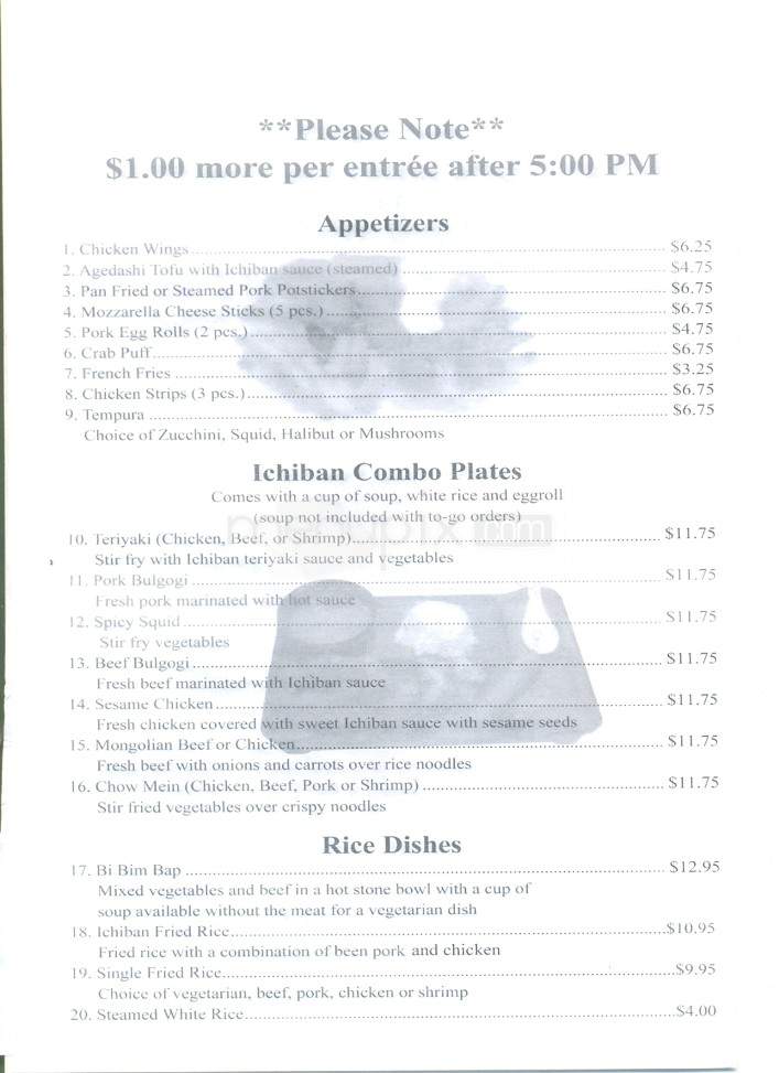 Ichiban Noodle Alaska - Fairbanks, AK menu_pic