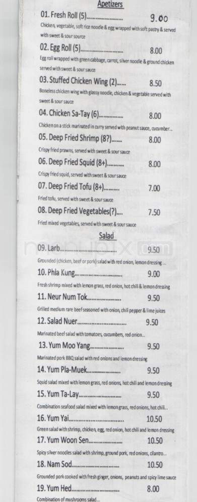 Thai Cuisine Restaurant - North Pole, AK menu_pic