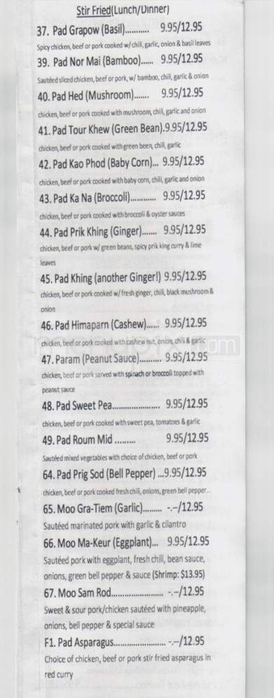 Thai Cuisine Restaurant - North Pole, AK menu_pic