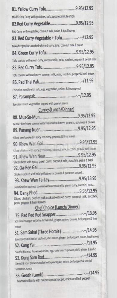Thai Cuisine Restaurant - North Pole, AK menu_pic