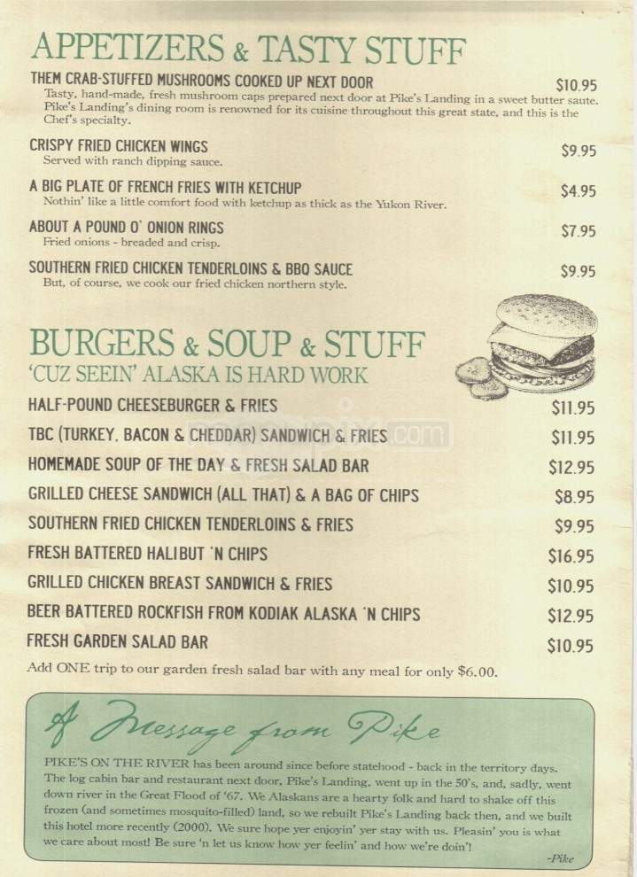 Pike's Waterfront Lodge - Fairbanks, AK menu_pic