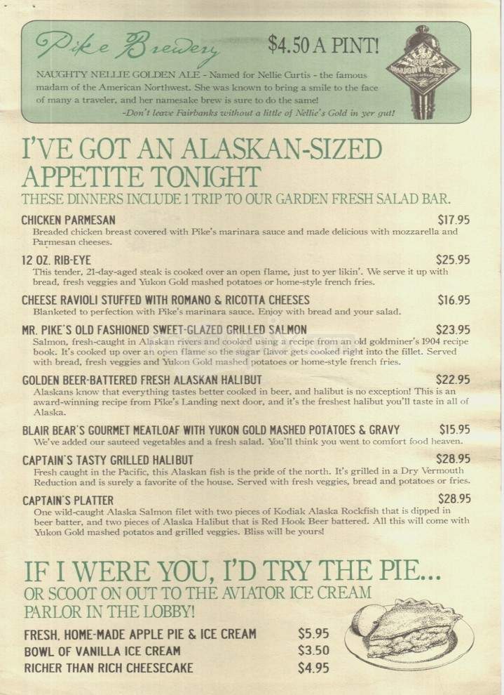 Pike's Waterfront Lodge - Fairbanks, AK menu_pic
