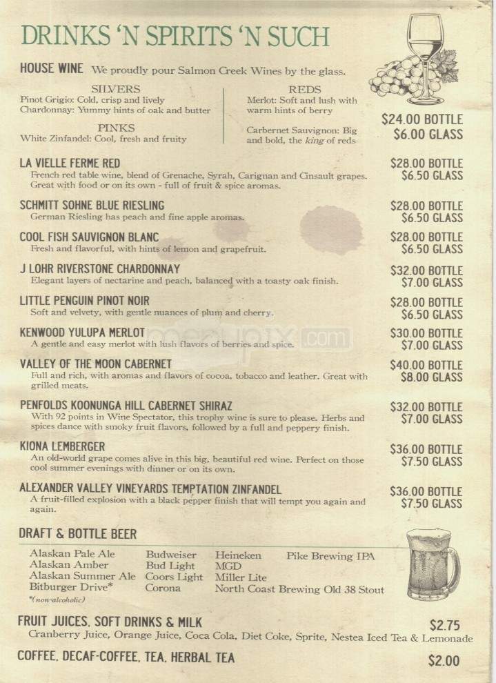 Pike's Waterfront Lodge - Fairbanks, AK menu_pic
