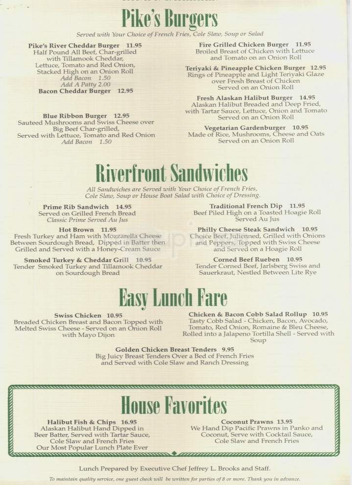 Pike's Waterfront Lodge - Fairbanks, AK menu_pic