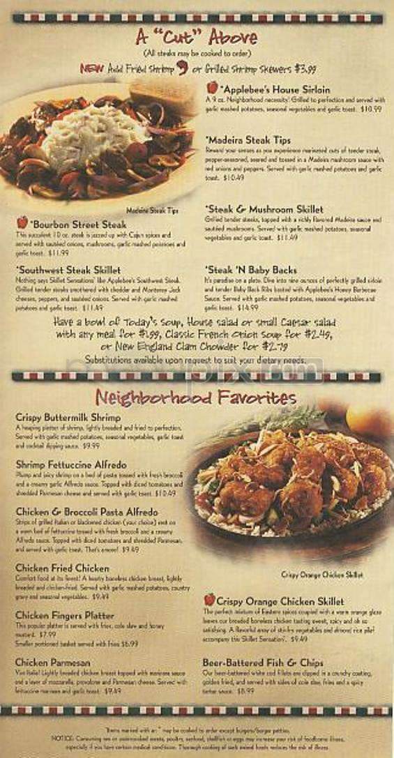 Applebee's Neighborhood Grill - Hadley, MA menu_pic