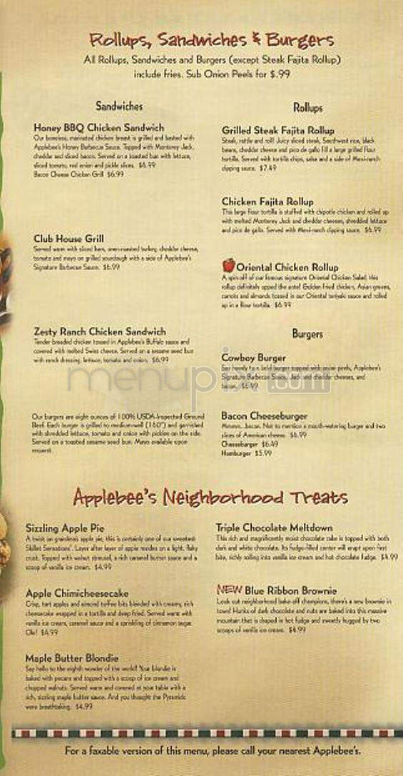 Applebee's Neighborhood Grill - Hadley, MA menu_pic