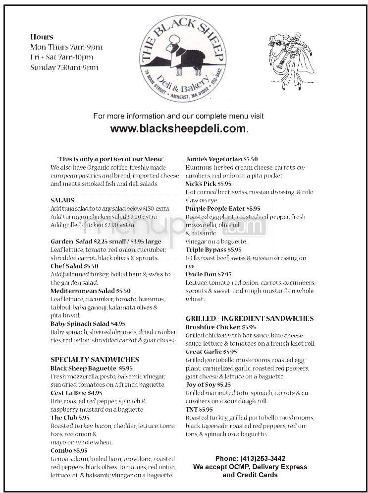 Black Sheep Deli - Amherst, MA menu_pic