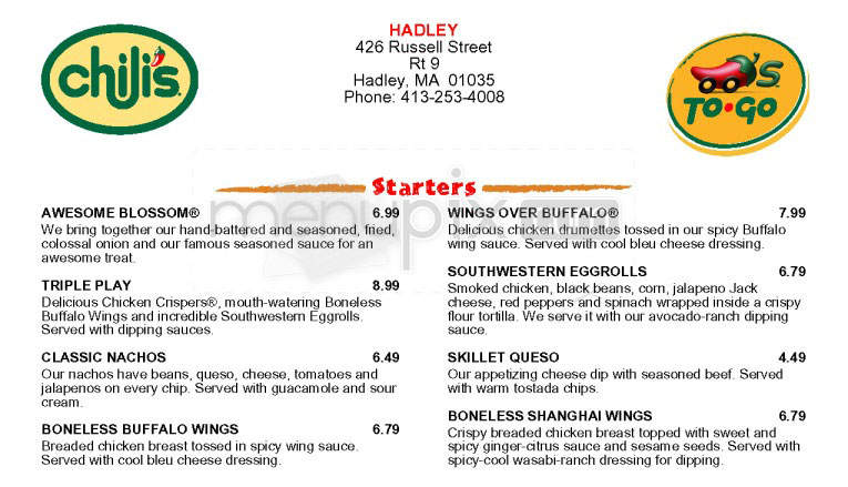 Chili's Grill & Bar - Hadley, MA menu_pic