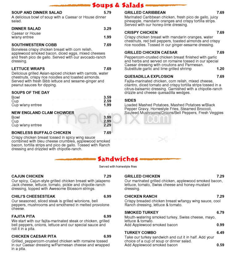 Chili's Grill & Bar - Hadley, MA menu_pic