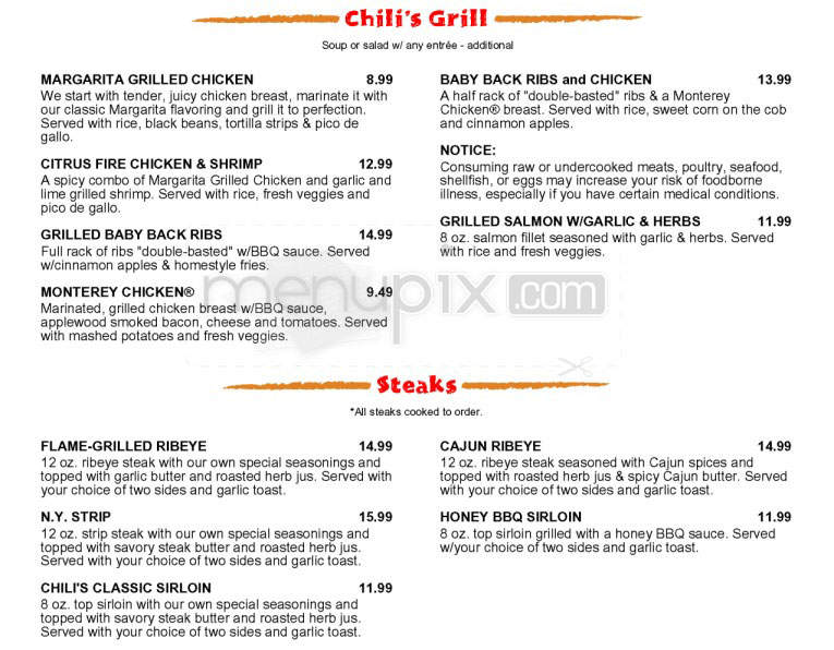 Chili's Grill & Bar - Hadley, MA menu_pic