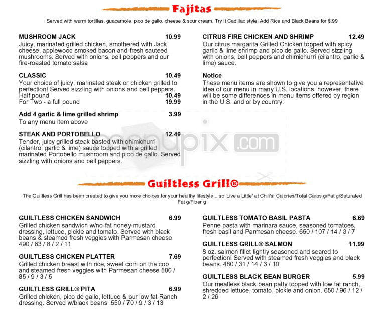 Chili's Grill & Bar - Hadley, MA menu_pic