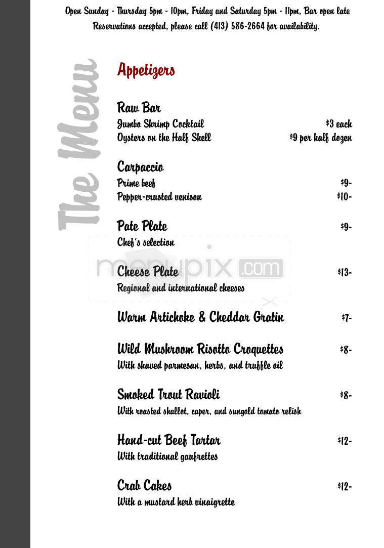 Parasise City Tavern - Northampton, MA menu_pic