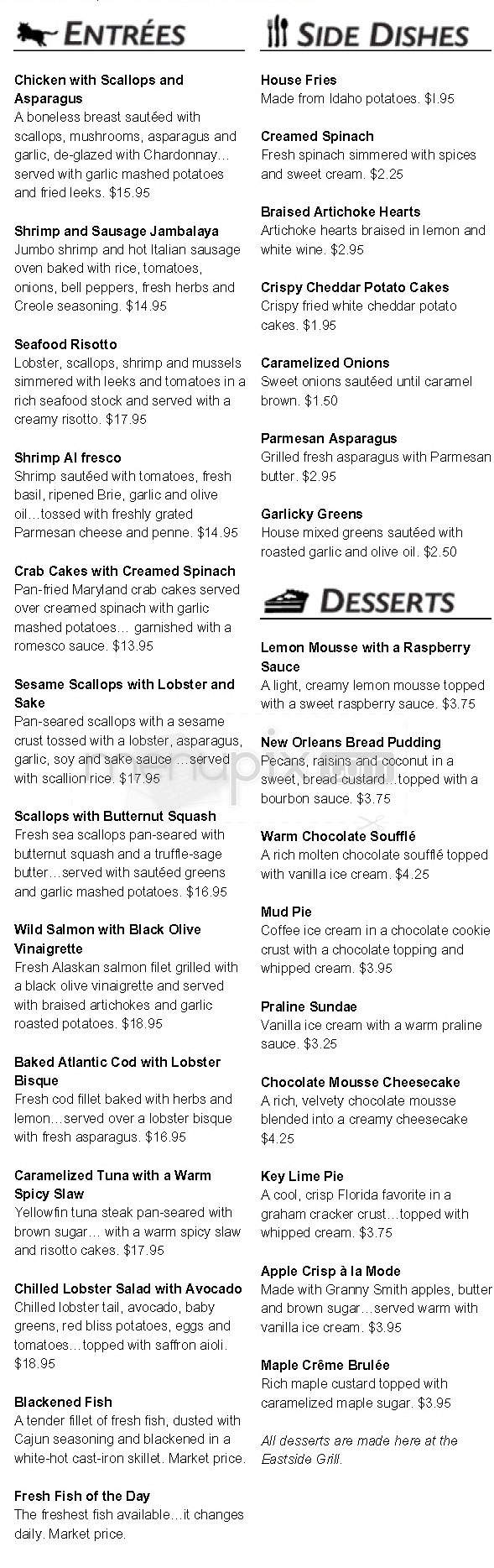 Eastside Grill - Northampton, MA menu_pic