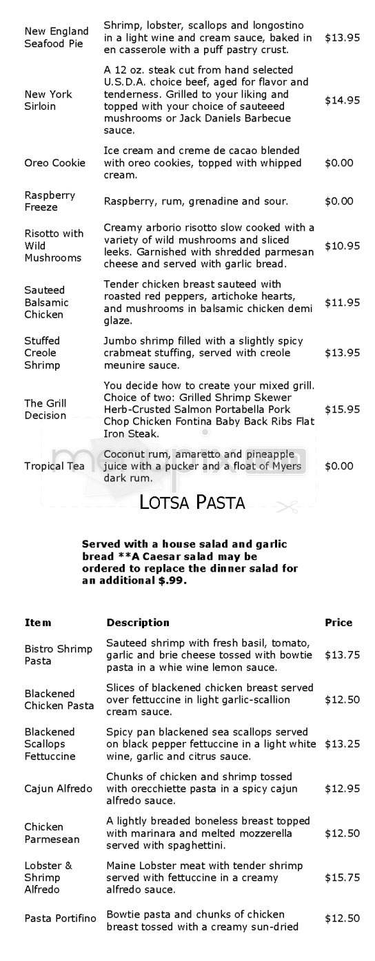 Fitzwilly's - Northampton, MA menu_pic