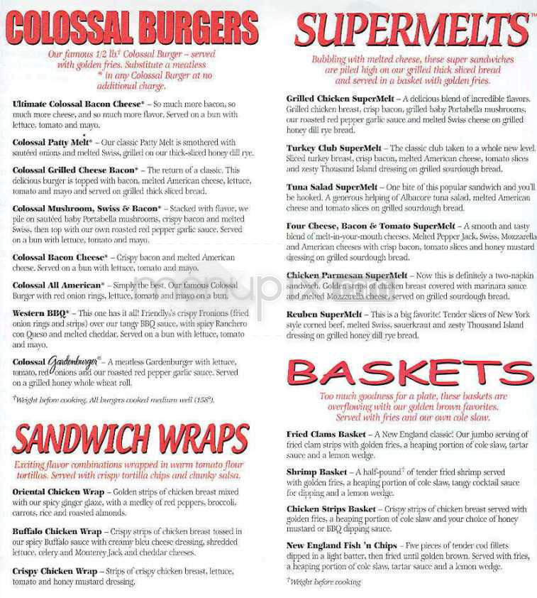 Friendly's Ice Cream Shop - Northampton, MA menu_pic