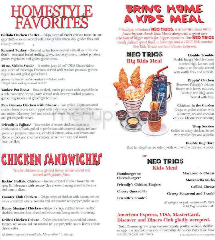 Friendly's Ice Cream Shop - Northampton, MA menu_pic