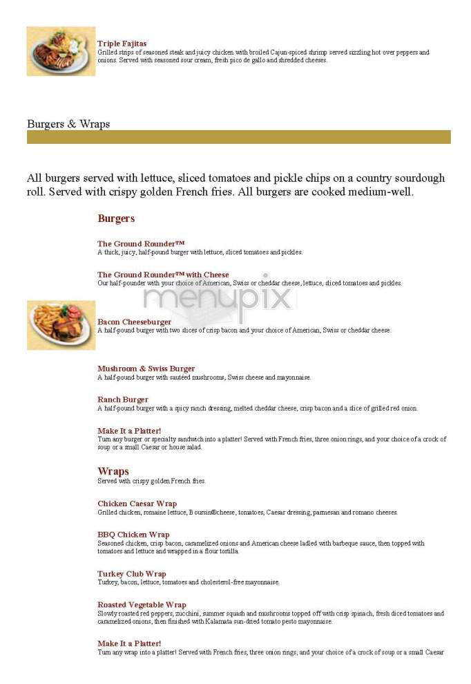 Ground Round - Hadley, MA menu_pic