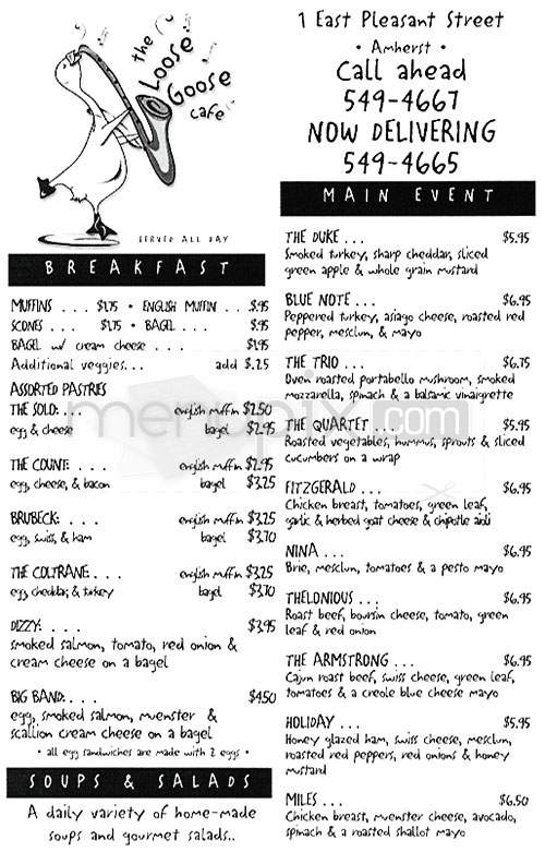 Loose Goose Cafe - Amherst, MA menu_pic