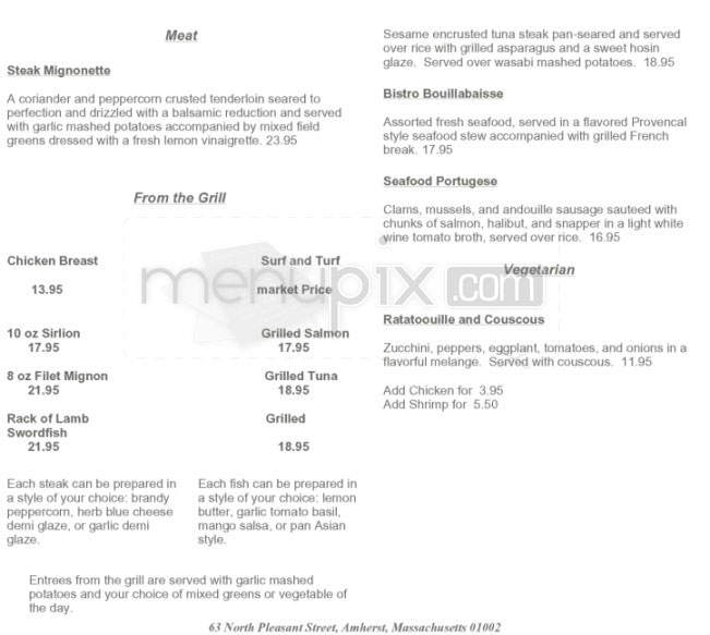 Monkey Bar & Grill - Amherst, MA menu_pic