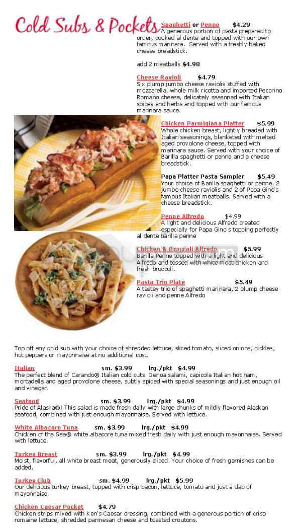 Papa Gino's - Northampton, MA menu_pic