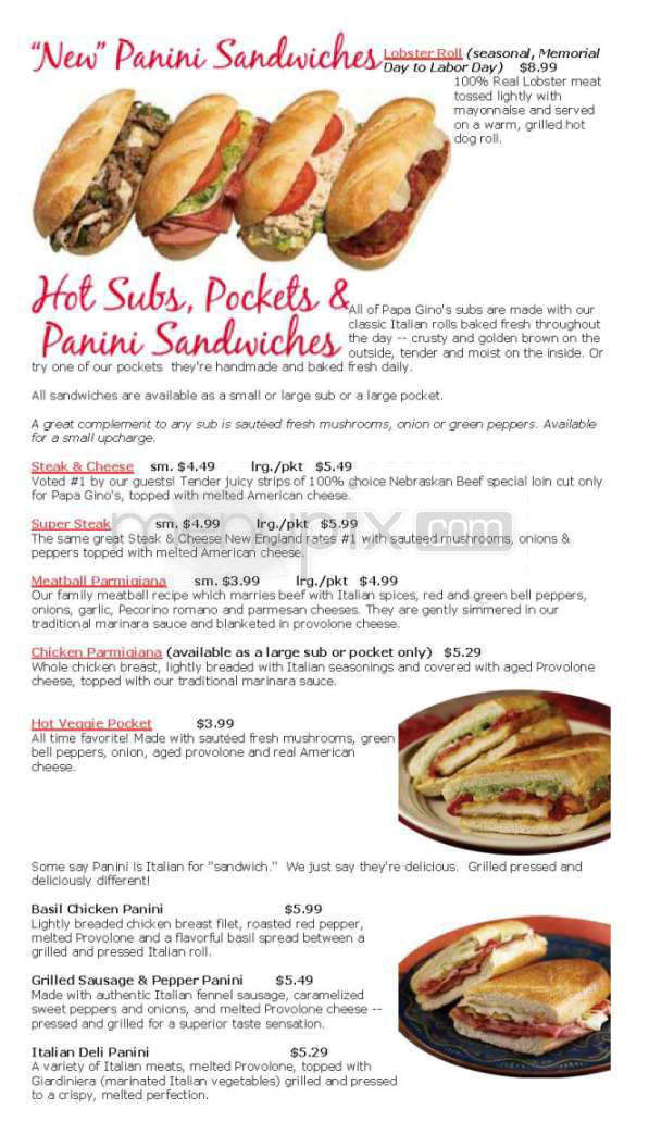 Papa Gino's - Northampton, MA menu_pic