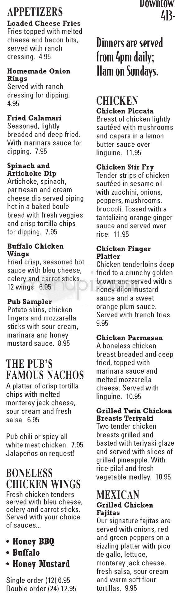 The Pub - Amherst, MA menu_pic