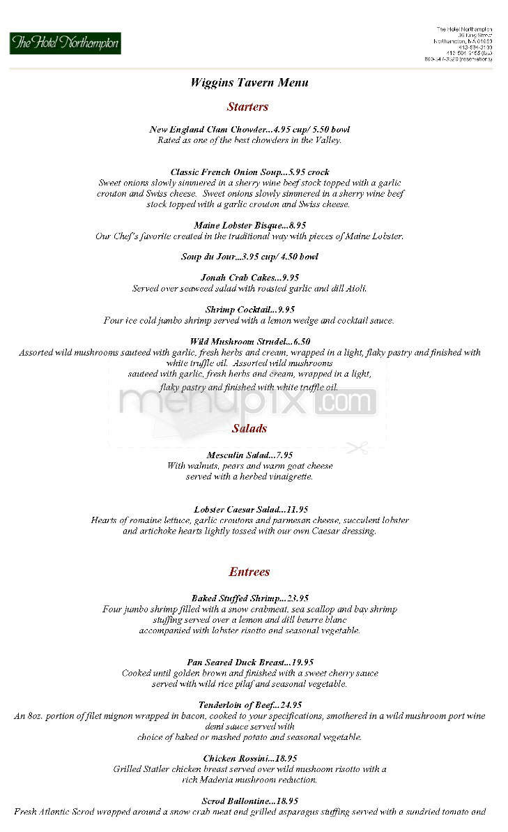 Wiggins Tavern (Hotel Northampton) - Northampton, MA menu_pic