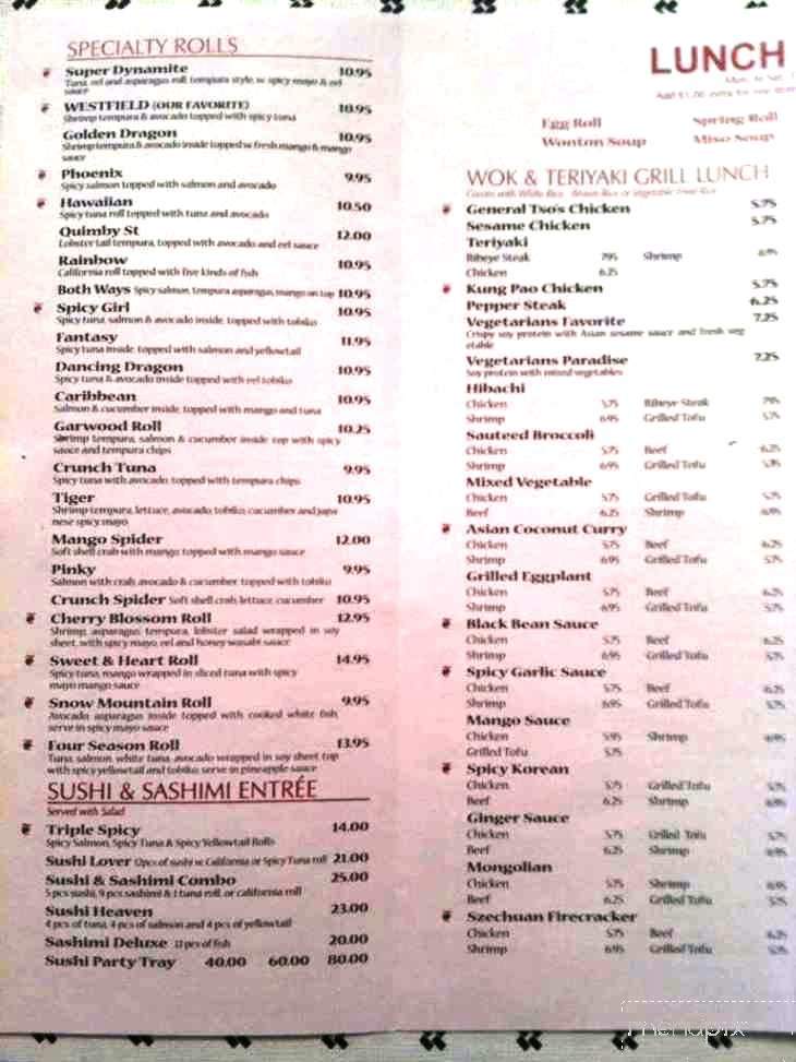 Asian Fusion - Westfield, NJ menu_pic