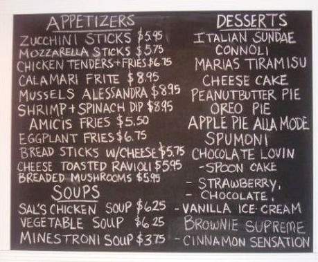 Amicis Italian Bistro - Scottsville, VA menu_pic