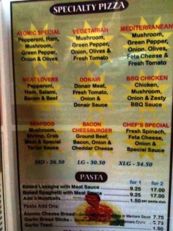 Atomic Pizza & Donair - Stony Plain, AB menu_pic
