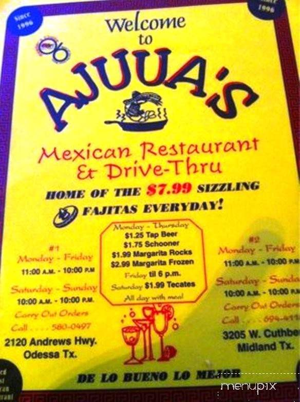 Ajuua's Restaurant - Odessa, TX menu_pic